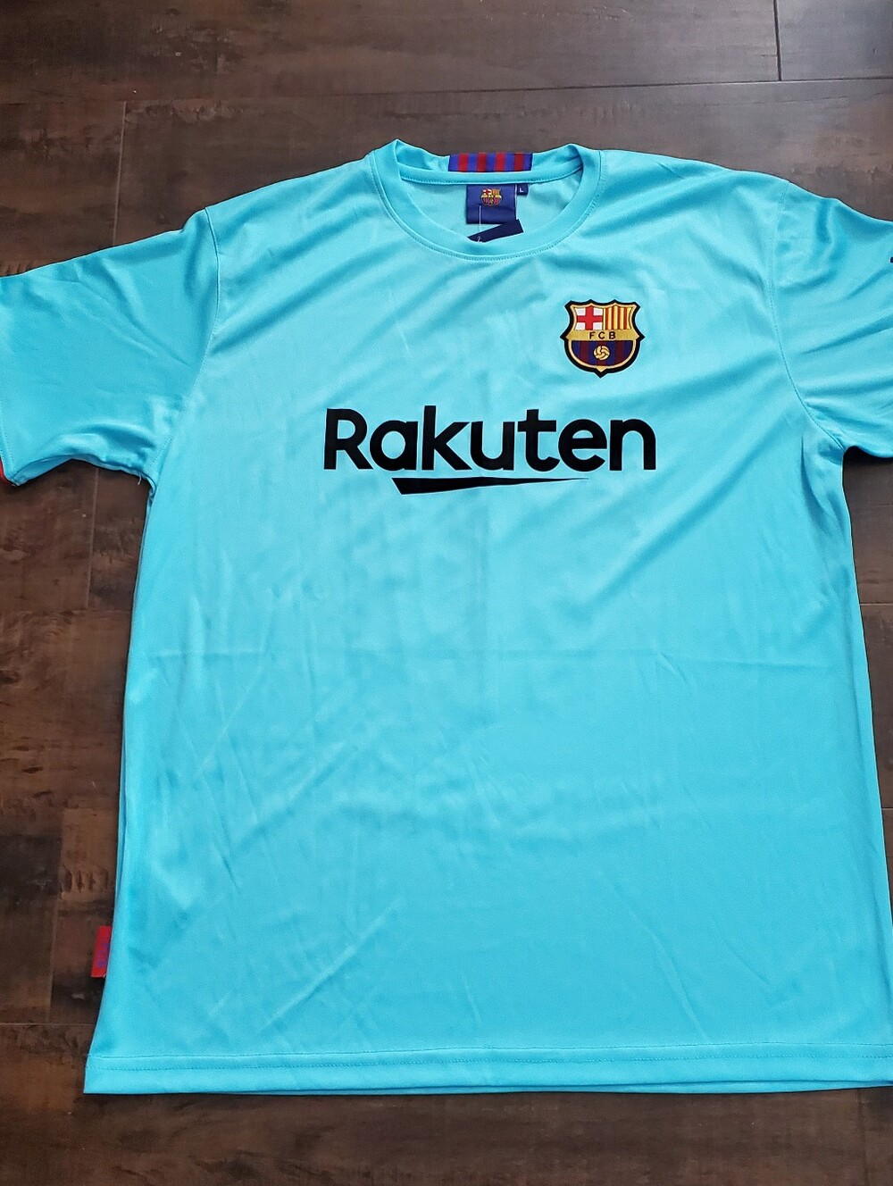 Lionel Messi's Blue 2017/18 Away FC Barcelona Soccer Unicef Jersey Sz Large - Picture 7 of 8